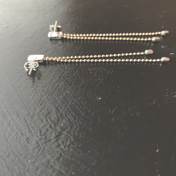 Gorjana Hammered-Bar, Double Chain, Drop Earrings, Sterling Silver, NEW - Picture 10 of 11